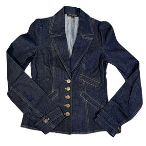 Betsey Johnson dark denim blazer 4 Dark Academia Jacket fall layering